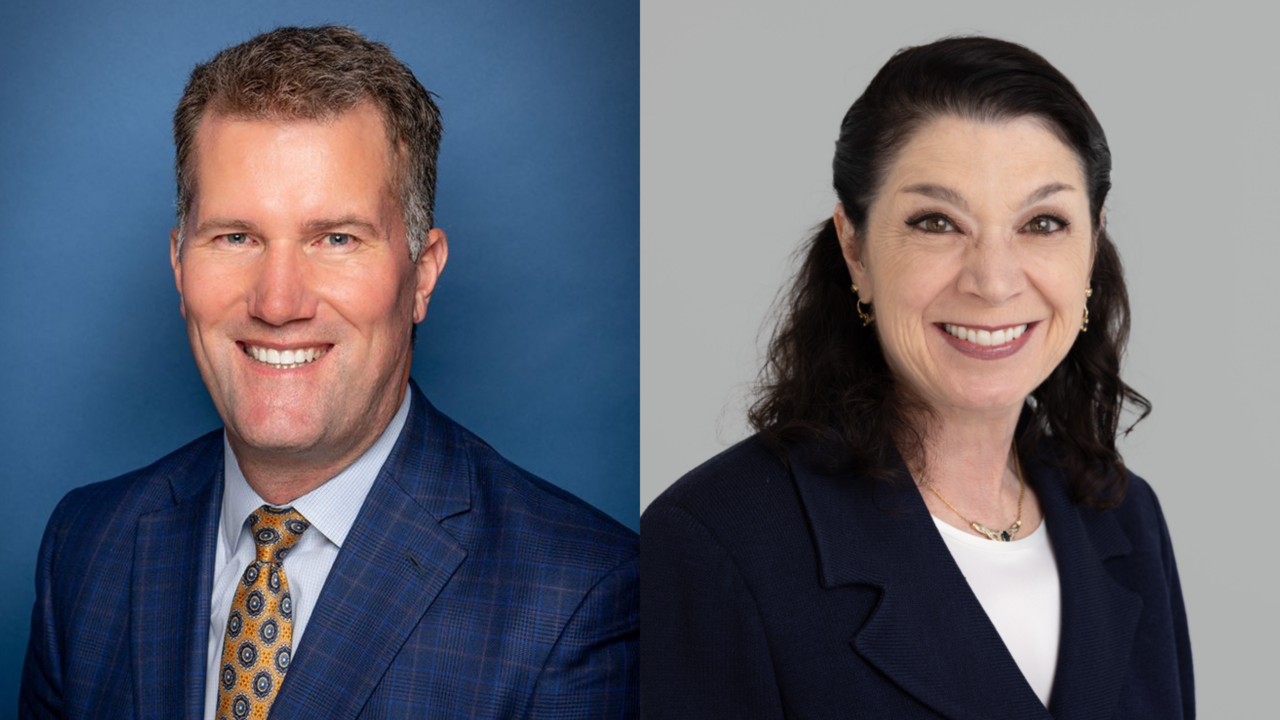 Brent Beardall of WaFd and Simone Lagomarsino of Luther Burbank Savings with host Brian Love on the Travillian Next podcast