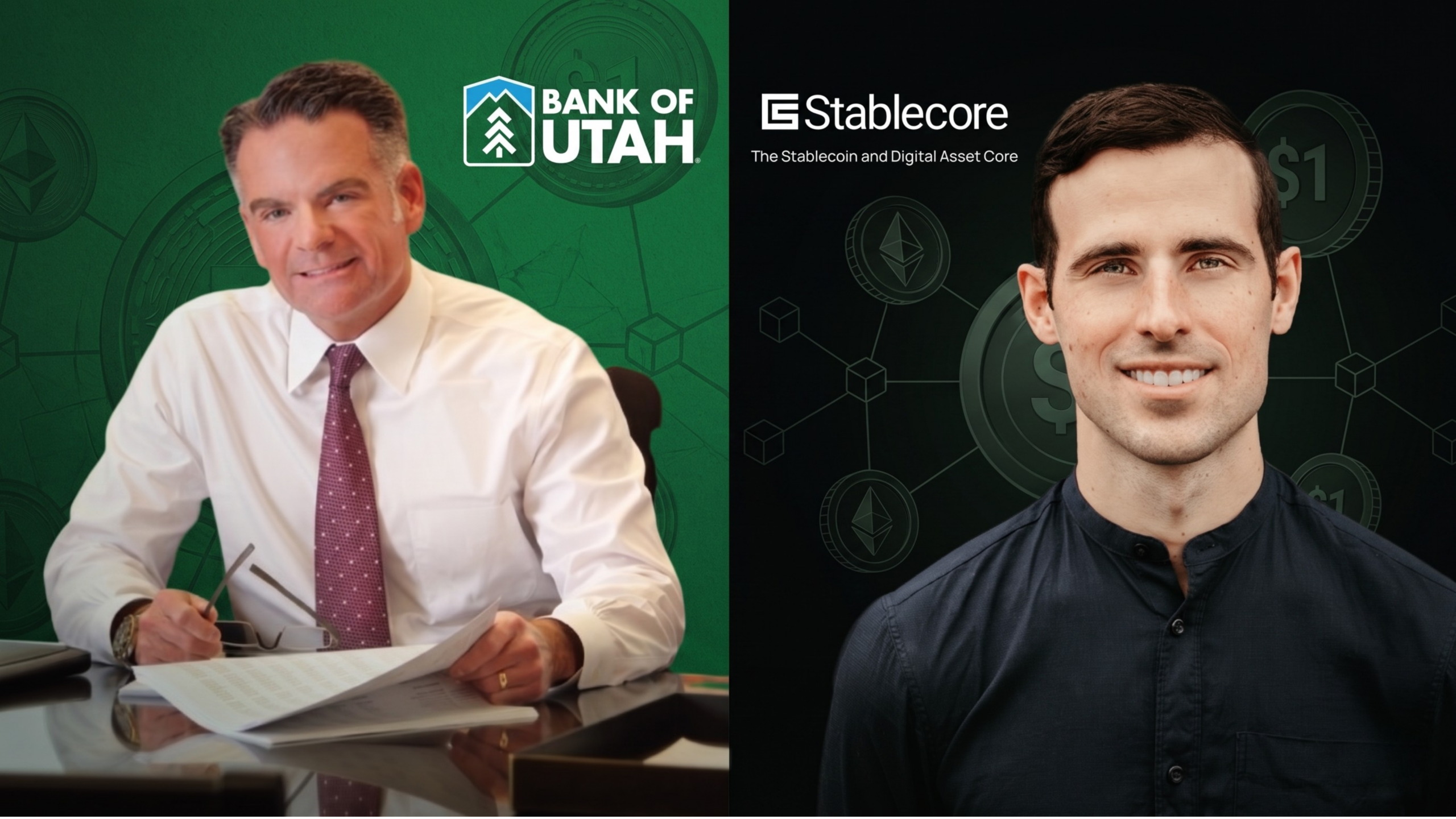 Alex Treece of Stable Core and Brandon Hanson of Bank of Utah discuss community banking stablecoins on Travillian Next